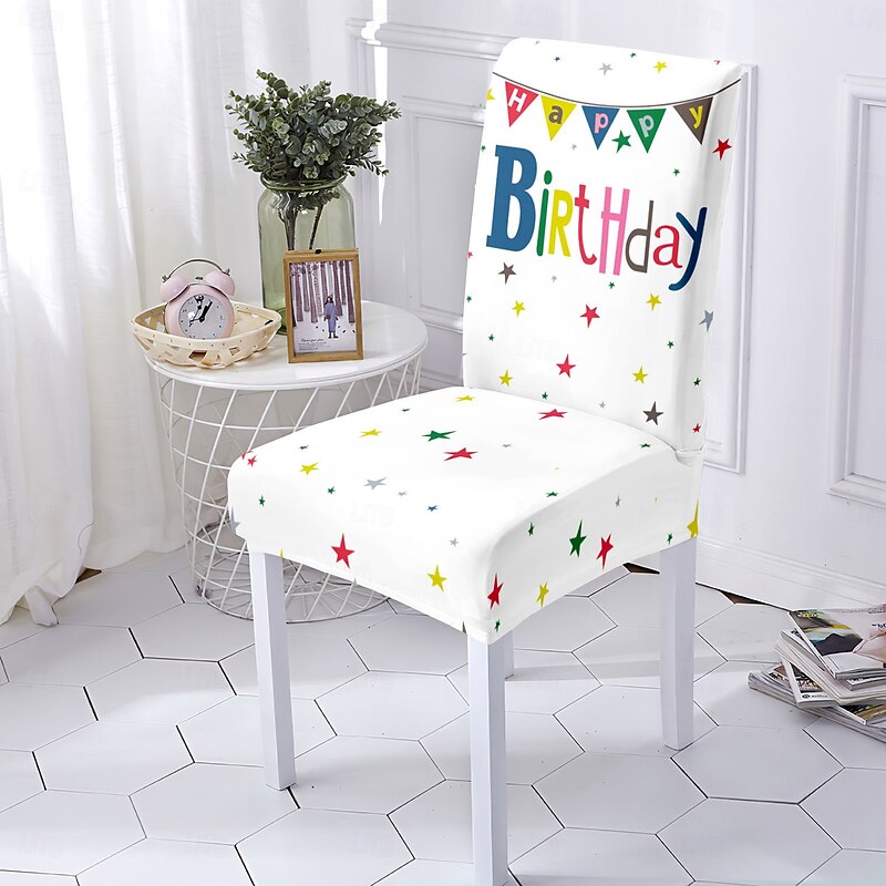 Happy Birthday Chair Covers - Stretch Printed Slipcovers for Dining Chairs, All-Season Universal Fit, One-Piece Elastic Seat Protectors for Party & Home Decor3