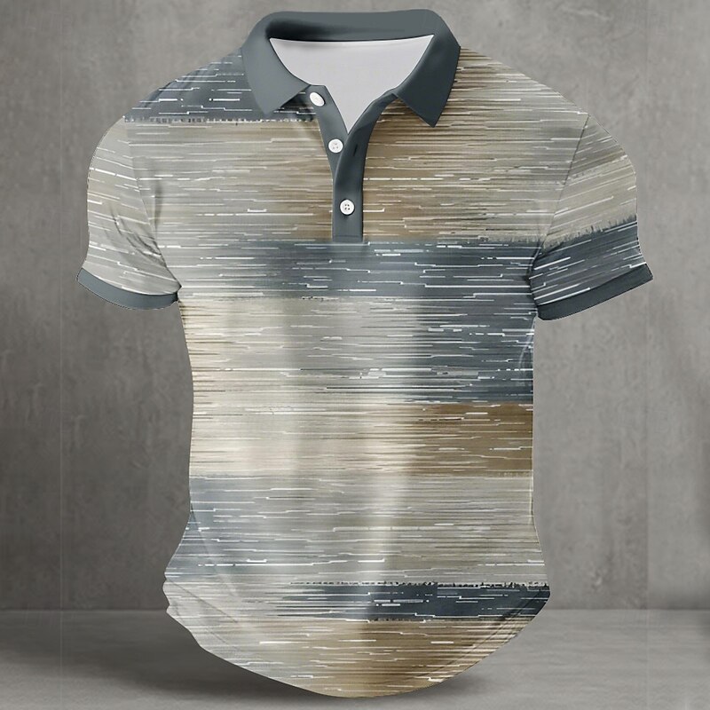 Men's Abstract Geometic Polo Short Sleeve Polo Shirts Collared Shirts Casual Street Athleisure Daily Wear Buttons Summer Yellow Blue Green