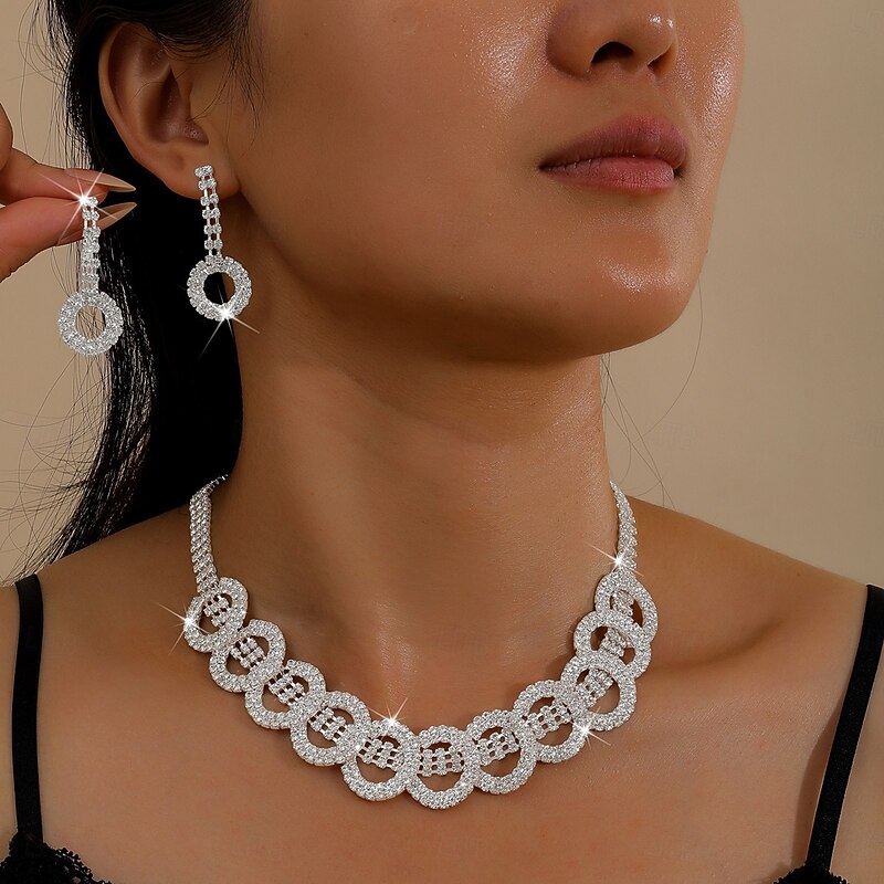 Bridal Jewelry Sets Two-piece Suit Pearl Zircon 1 Necklace Earrings Women's Vintage Personalized Classic Lovely Classic Ball Love Jewelry Set For Wedding Gift4