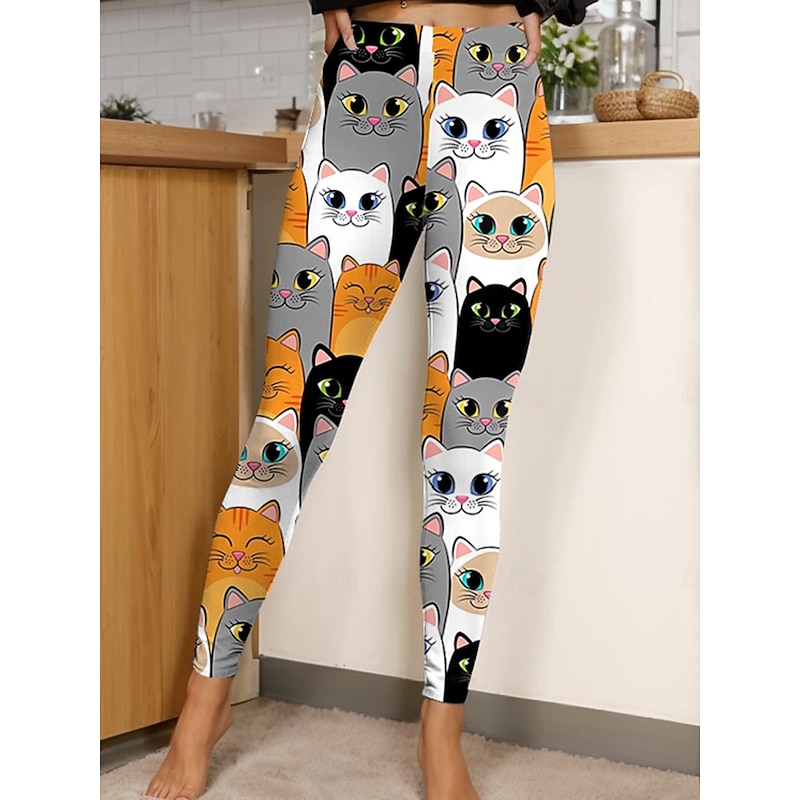 Women's Leggings Fashion Casual Ankle-Length High Waist Graphic Animal Printing Soft Breathable Stretchy Vacation Casual Daily Black Yellow Pink Blue Spring Slim Fit