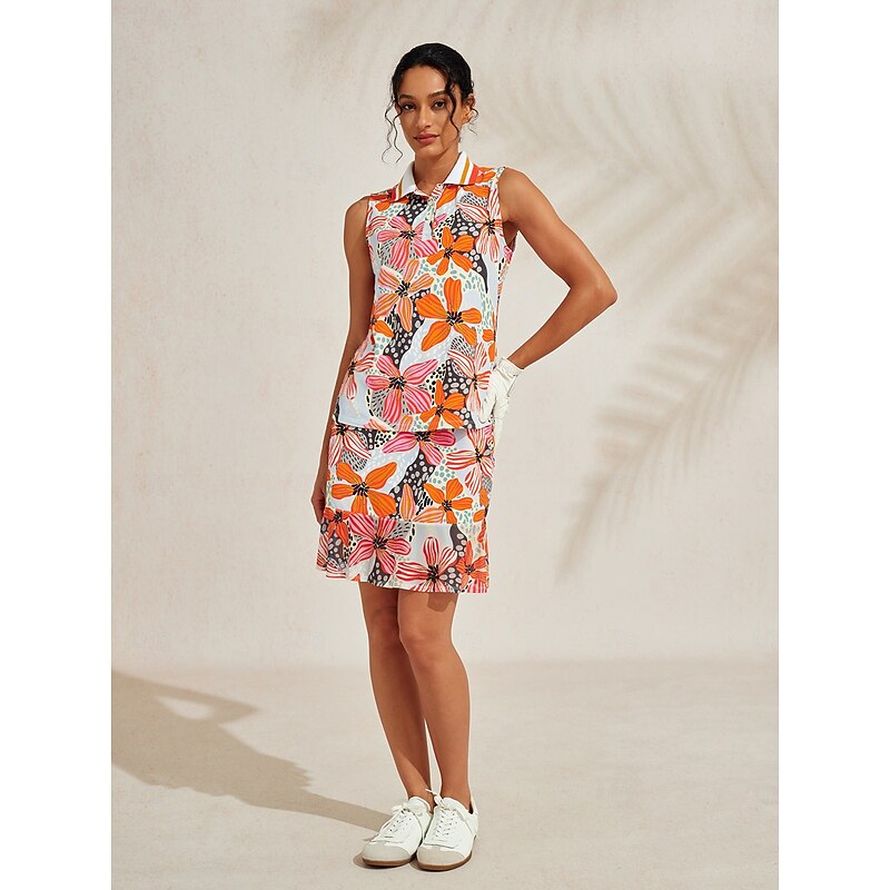 Women's Golf Polo Shirt Yellow+Blue Silver Orange Sleeveless Ladies Golf Attire Clothes Outfits Wear Apparel4