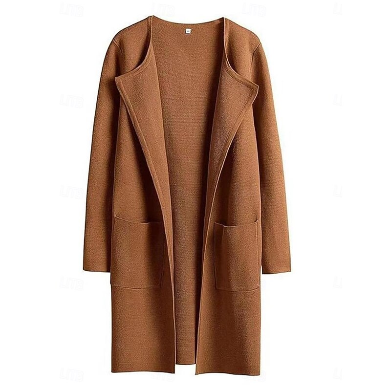 Women's Trench Coat Comfortable Breathable Pocket Fashion Daily OL Style Plain Outdoor Vacation Casual Single Breasted Long Lapel Regular Fit Long Sleeve Outerwear Brown Green Dark Grey Spring Fall