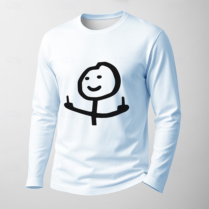 Men's Long Sleeve T-Shirt | Sarcastic Stick Figure Middle Finger Graphic | Black Humorous Lifestyle Apparel4