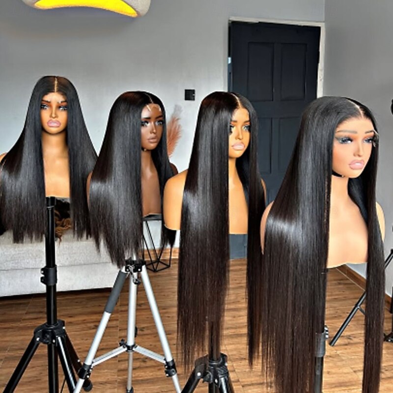 Unprocessed Virgin Hair 5x5 Closure 13x4 Lace Front Wig Middle Part Vietnamese Hair Straight Black Wig 130% 150% Density with Baby Hair 100% Virgin Glueless Pre-Plucked For Women Long Human Hair Lace2