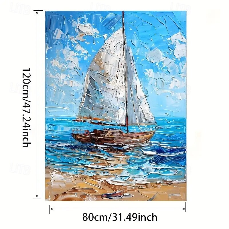 A Modern Abstract Sailboat Ocean Canvas Print Large Wall Art Out Of Frame Ocean Themed Sailboat Suitable For Living Room And Bedroom Decor4
