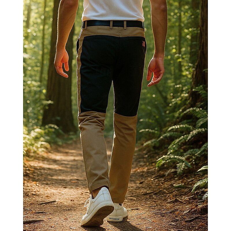 Men's Hiking Pants Trousers Hiking Rain Pants Patchwork Outdoor Regular Fit Waterproof Windproof Lightweight Bottoms Pocket Khaki Camping / Hiking Running S M L XL XXL2