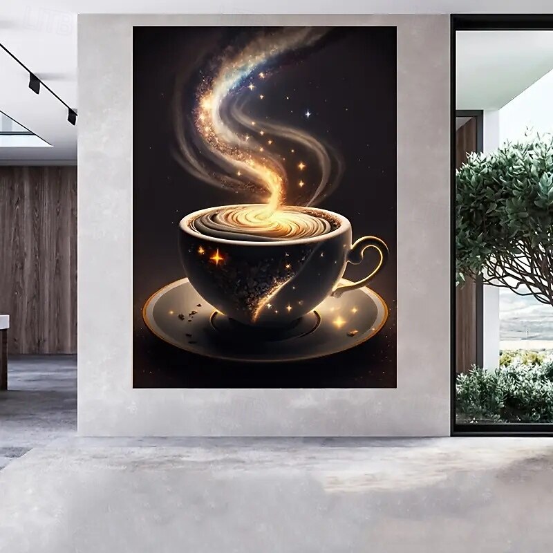1 Space Teacup Frameless Canvas Poster Modern Art Print Suitable For Bedroom And Living Room Decoration Frameless