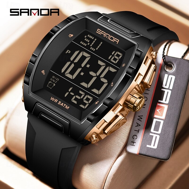 SANDA 6286 Wine Barrel Type Student Electronic Watch Multi functional Alarm Clock Student Electronic Digital Watch Alarm Clock3