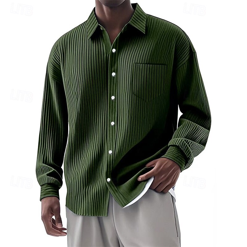 Men's Shirt Summer Shirt Casual Shirt Beach Shirt Button Up Shirt Black White Red Navy Blue Blue Long Sleeve Plain Lapel Vacation Hawaiian Pocket Clothing Apparel Polyester Fashion Casual Comfortable4