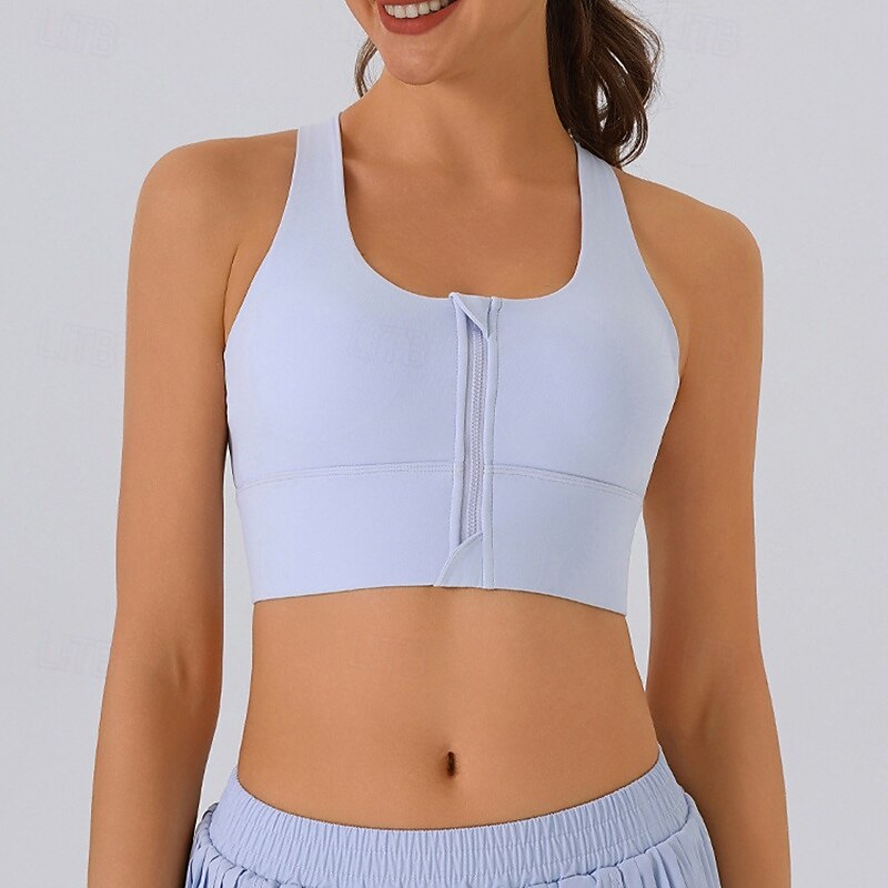 Women's Sports Bra Underwear High Supports Breathable Wireless Padded Solid / Plain Color Sport Activewear Black Blue Gym Fitness Yoga2