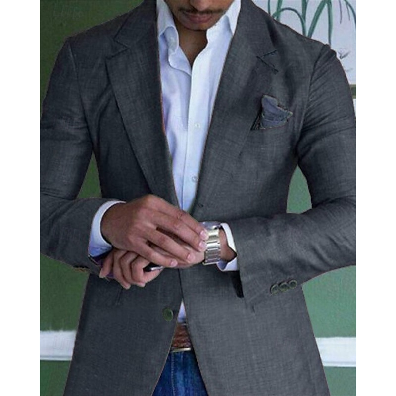 Men's Graduation Lightweight Jacket Lightweight Coat Casual Formal Evening Party & Evening Fashion Casual Spring &  Fall Polyester Plain Pocket Casual / Daily Single Breasted Blazer Light Green Pink4