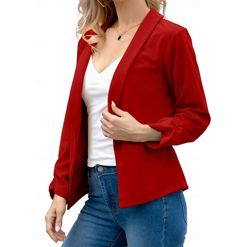 Women's Blazer Comfortable Breathable Slim Fit Fashion Modern Plain Work Daily Regular Turndown Regular Fit Long Sleeve Outerwear Light Pink Black White Spring Fall2