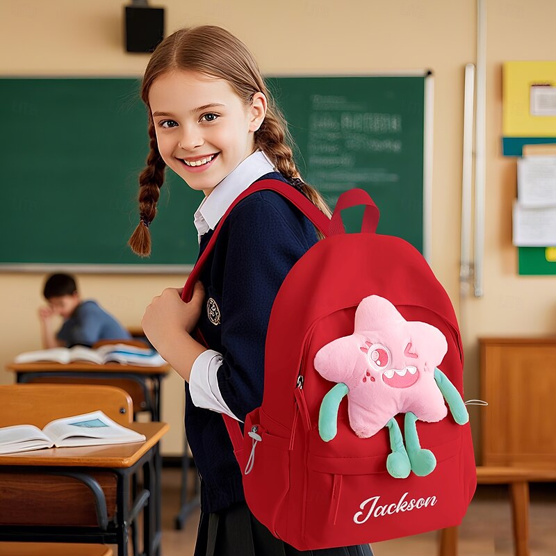 Personalized Name School Backpack Custom Back to School Gift, Durable Large Capacity Bag with Multi Compartments for Books, Stationery, Water Bottle, Gift for Kids Students