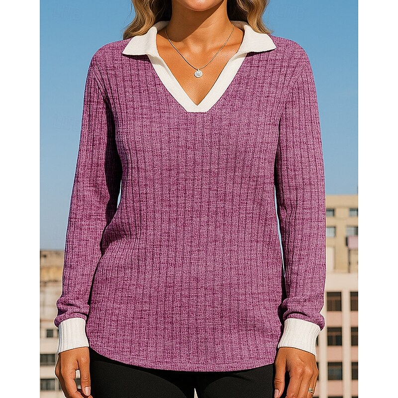 Women's Pullover Sweatshirt Casual Tops Long Sleeve Top Athleisure V Neck Solid Colored Sun Protection Windproof Gym Outdoor Running Sportswear Activewear Black Pink Red