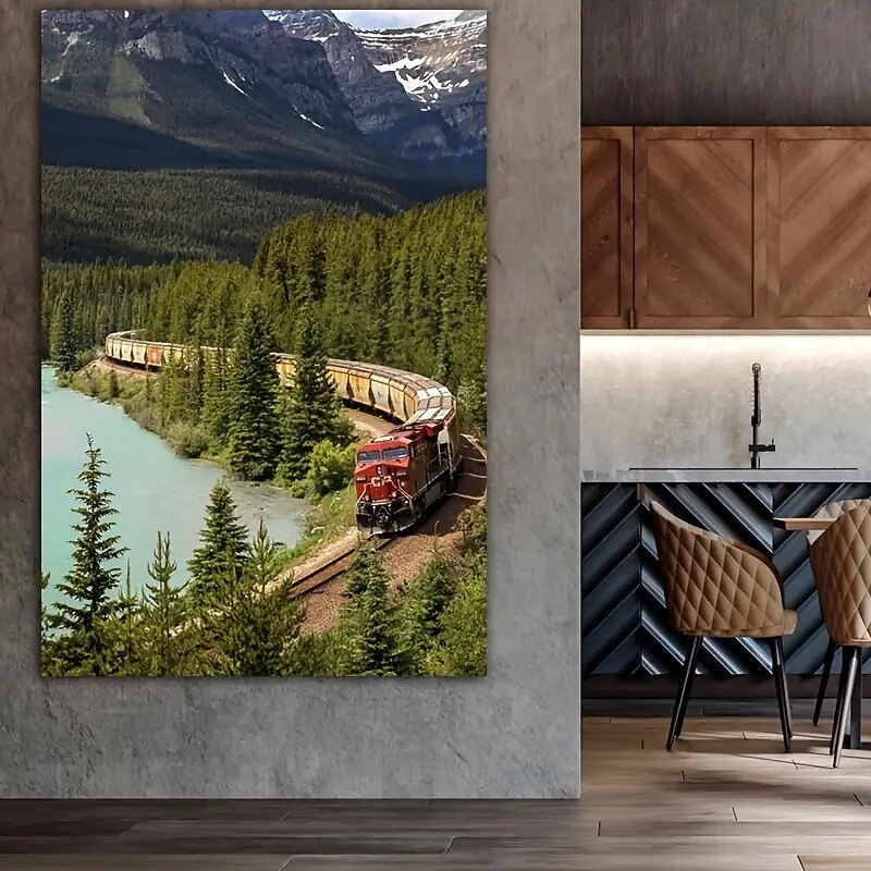 1pc Unframed Modern Canadian Train Scenery Canvas Poster Bedroom and Living Room Wall Art Decor3