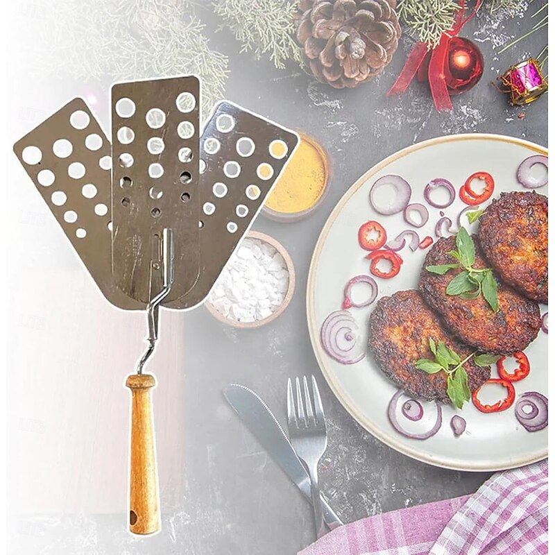 Stainless Steel BBQ Spatula Creative Hot Meat Patty Scraper Expandable Triple 3 Blade Easy Clean Grill Tool for Burger Lovers4