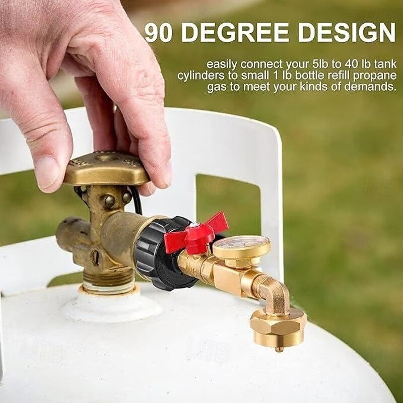 Heavy-Duty Propane Refill Adapter 1lb to 20lb Easy-Fill Propane Refill Adapter with Valve & Gauge Ideal for Outdoor Cooking & BBQ Grills4