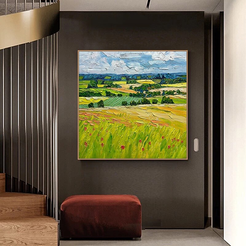 Mintura Handmade Textured Landscape Oil Paintings On Canvas Wall Art Decoration Modern Abstract Picture For Home Decor Rolled Frameless Unstretched Painting2