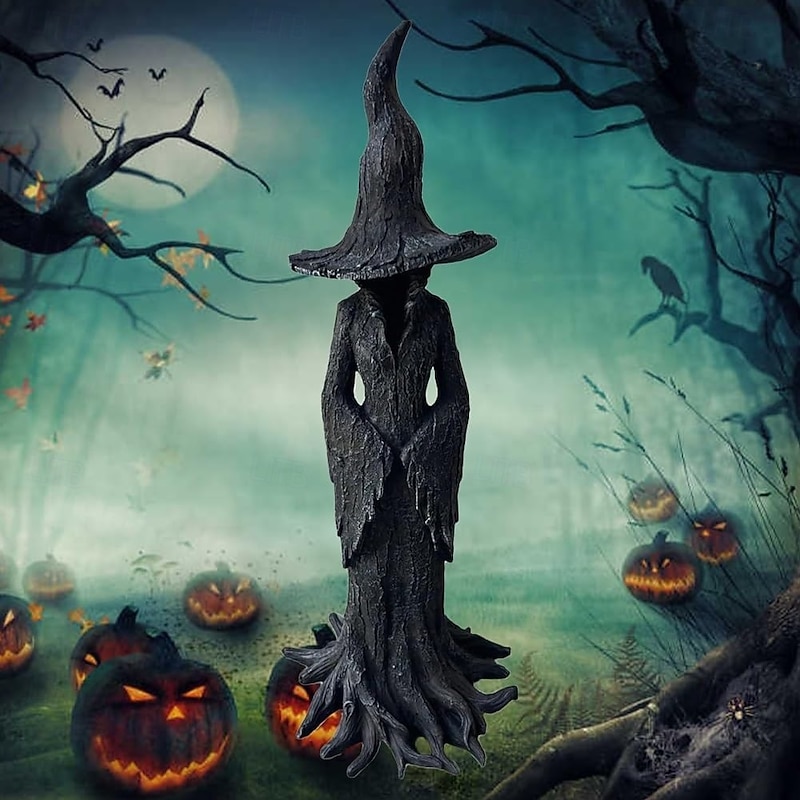 Halloween Hand Painted Enchanting Witch Statue Resin Retro Magician Mysterious Curse Figurine Desktop Festival Decorations for Home Office2