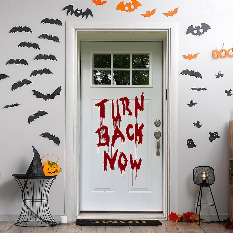 Halloween Door Cover – "Don't Open, Dead Inside" Bloody Warning Sign, Horror Zombie Entrance Banner, Spooky Outdoor & Indoor 2025 Halloween Decoration for Bedroom, Living Room, Bathroom4