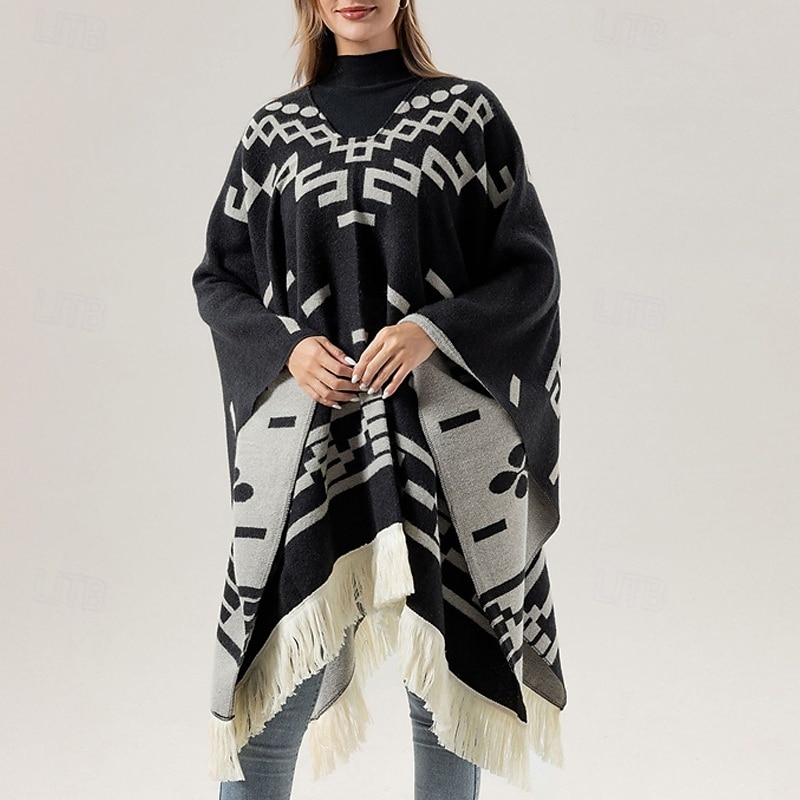 Women's Women's Shawls & Wraps Street Daily Date Black Red Scarf Print4