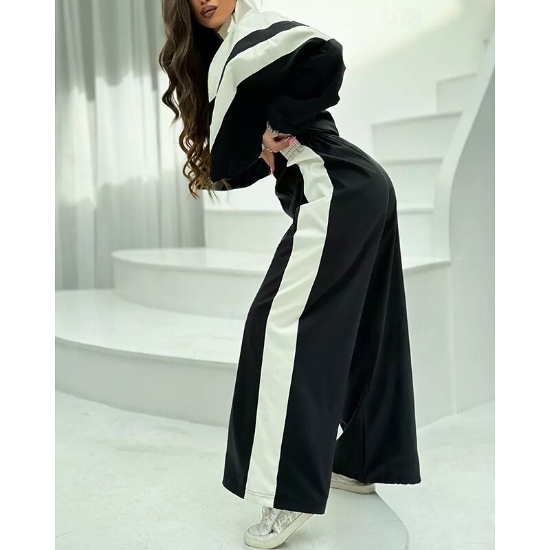 Women's Tracksuit Sweatpants Pullover Sweatshirt Full Zip Color Block Clothing Suit Spring Black Pink Gym Outdoor Running High Waist Windproof Lightweight Long Sleeve Sport Activewear Micro-elastic4