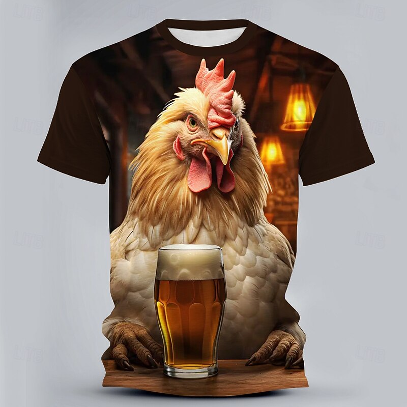 Men's Animal 3D T Shirt Short Sleeve T shirt 3D Print Crew Neck Shirt Exaggerated Designer Party Street Casual Black 1 Black 3 Black Summer Spring All Seasons Clothing Apparel S M L XL XXL XXXL