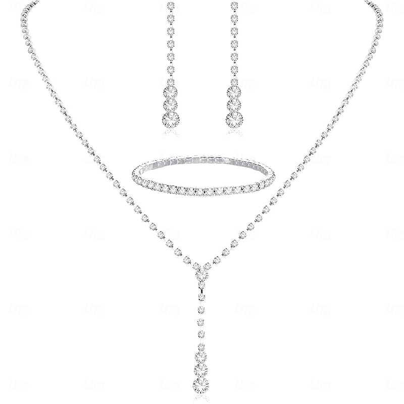 Bridal Jewelry Sets 1 set Imitation Diamond Alloy Rings 1 Bracelet Earrings Necklace Women's Elegant Fashion Artistic Jewelry Set For Wedding Valentine's Day Special Occasion4