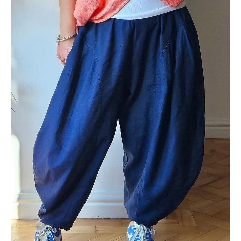 Women's Harem Pants Buddha Pants Full Length Natural Navy Summer Fall