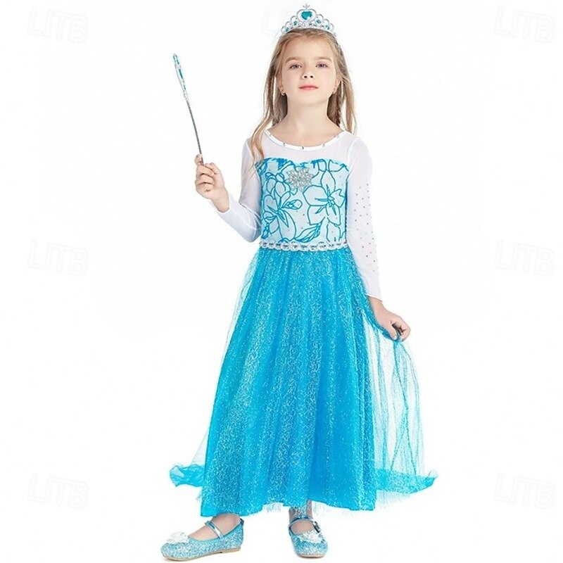 Frozen Princess Elsa Dress Flower Girl Dress Tulle Dresses Adventure Movie Cosplay Movie Cosplay for Girls' Kid's Christmas Carnival World Book Day Performance Educational Dress Up School Event Dress