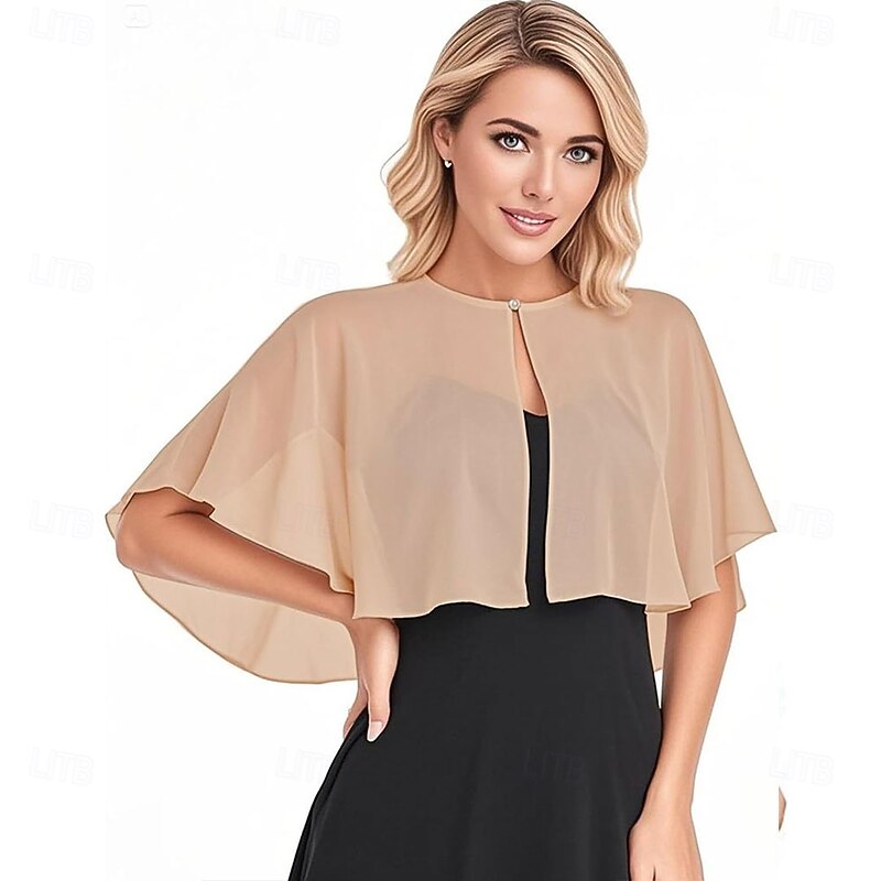 Solf Chiffon Shawl Wraps for Evening Dress Shoulder Wedding Cape Shrug Bolero Flapper Cover Up Formal Dressy