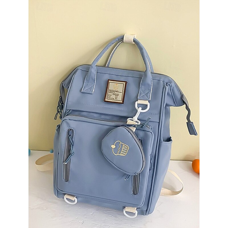 Women's Cute Backpack with Mini Coin Pouch – Light Blue Fashion School Bag with Top Handle and Multi-Pockets for Teen Girls, Travel or Daily Use3