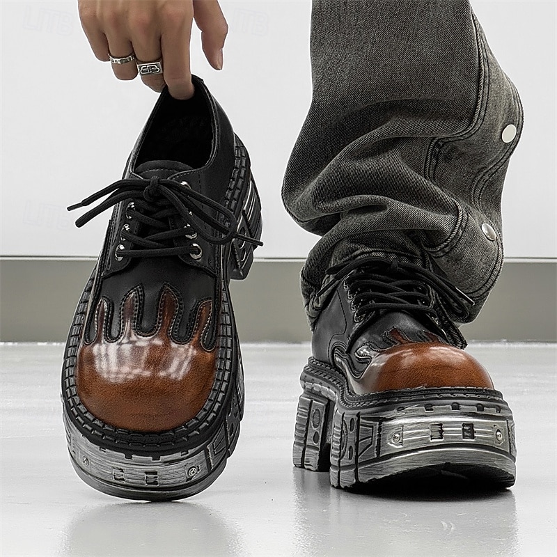 Men's Gothic Flame Platform Oxford Shoes – Punk Style Thick Sole Shoes for Cosplay, Halloween & Streetwear2
