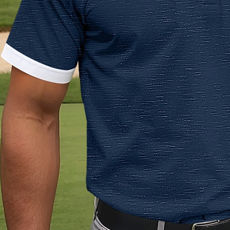 Men's Sports Polo Shirts Golf Shirt Sports Active Lapel Short Sleeve Fashion Basic Color Block Patchwork Summer Regular Fit Black Burgundy Navy Blue Dark Grey Sports Polo Shirts3