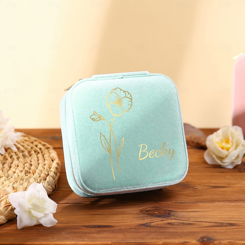 Personalized Name Velvet Jewelry Pouch, Custom Best Gift for Her – Compact Travel Jewelry Bag for Women, Great for Mom, Wife, Girlfriend, Birthday, Mother's Day, Valentine's Day, Christmas3