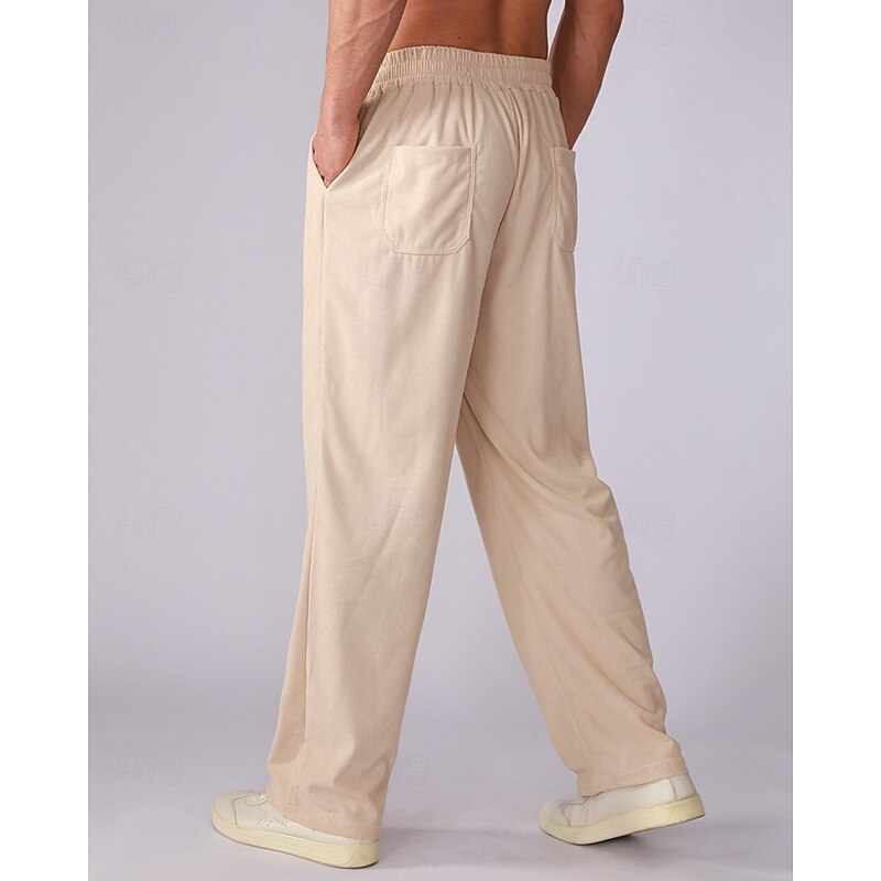 Men's Sweatpants Corduroy Pants Trousers Straight Leg Sweatpants Pocket Elastic Waist Drawstring Plain Comfort Sports Outdoor Daily Fashion Casual Black Brown Micro-elastic3