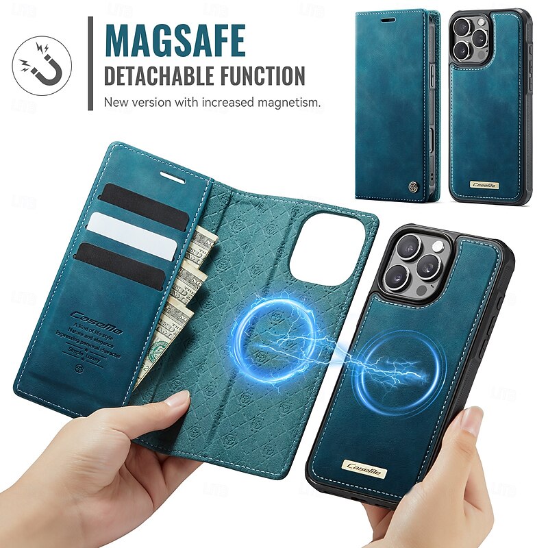 Phone Case For iPhone 17 Pro Max 17 Air 16 15 14 Pro Max Plus 16e 13 Pro Max Wallet Case with Stand Holder Detachable Magnetic Retro TPU PU Leather3