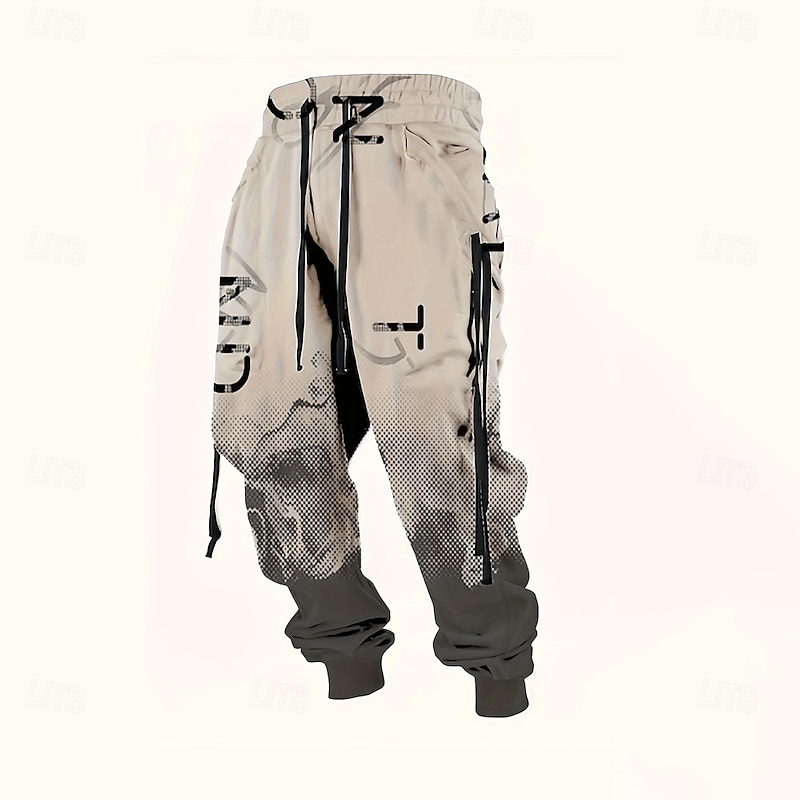 Men's Gradient Color Letter Print Sweatpants Joggers Trousers Mid Waist Drawstring Elastic Waist Casual Jogging Streetwear Workout Athletic Sweatpants with Pockets Spring Fall 3D Print Black Wine