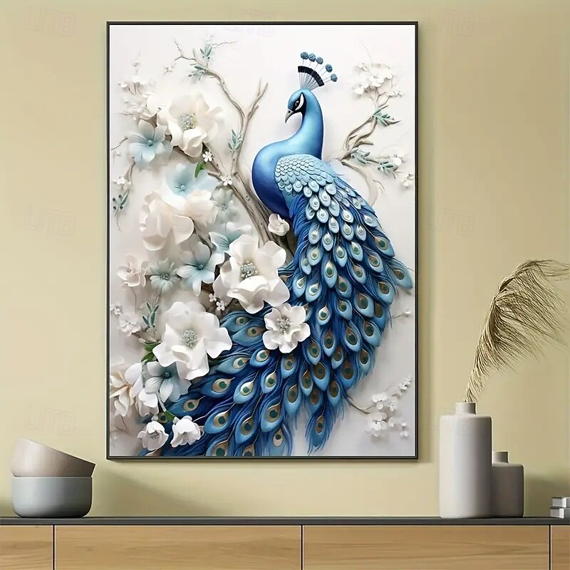1 frameless modern peacock art poster canvas painting living room modern canvas poster bedroom and living room decoration4