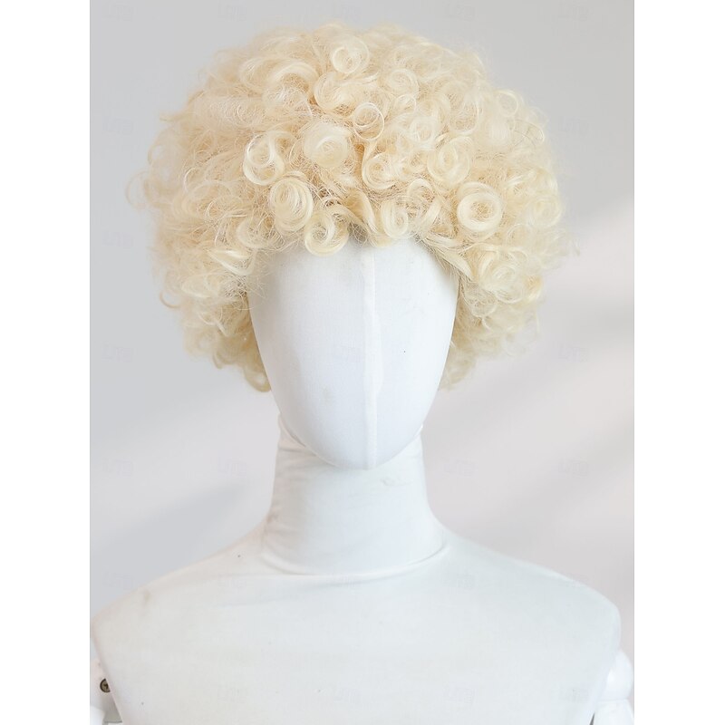 10‑Inch Gold African Curl Wig for Women – Full Bangs, Long Synthetic Hairpiece, Perfect for Halloween Cosplay & Party Looks2