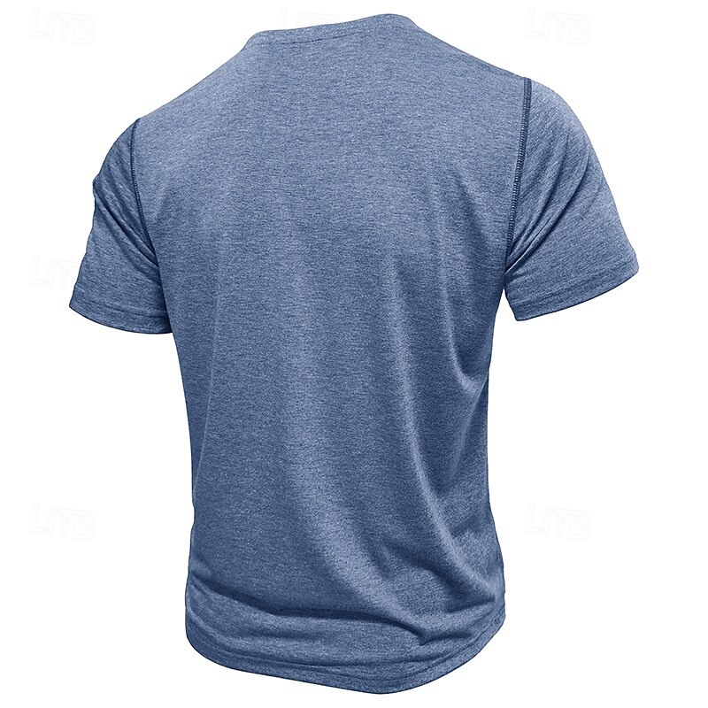 Men's Cotton T Shirt Short Sleeve Crew Neck Summer Spring Solid Color Elegant Neutral Daily Crewneck School Training Outdoor Light Blue Black Blue Top Tee for Men4