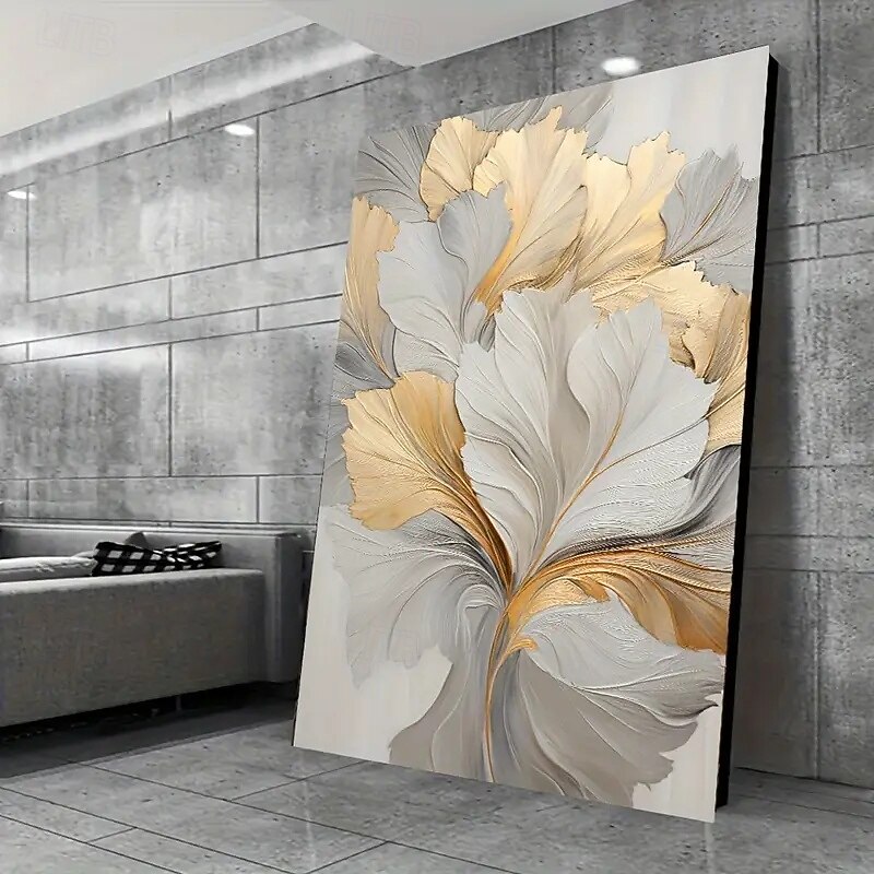 One Piece Frameless Gold Floral Canvas Wall Art Modern Abstract Flower Print Elegant Home Decor Suitable For Living Room And Bedroom Frameless4