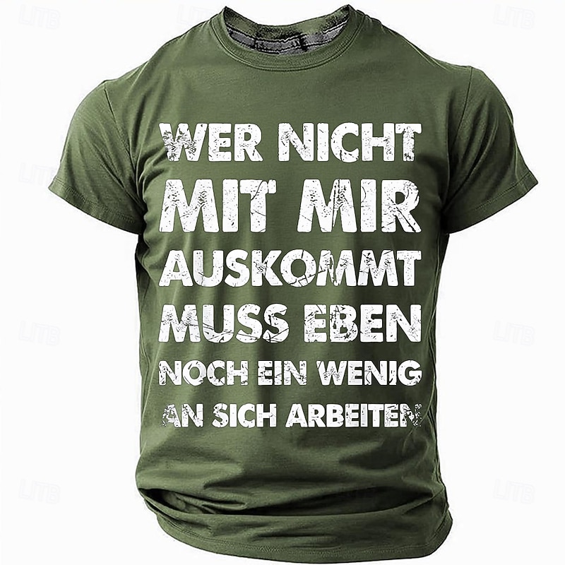 Men's Short Sleeve T-Shirt Funny German Sarcastic Quote Graphic Tee 'Work on Yourself' Lifestyle3