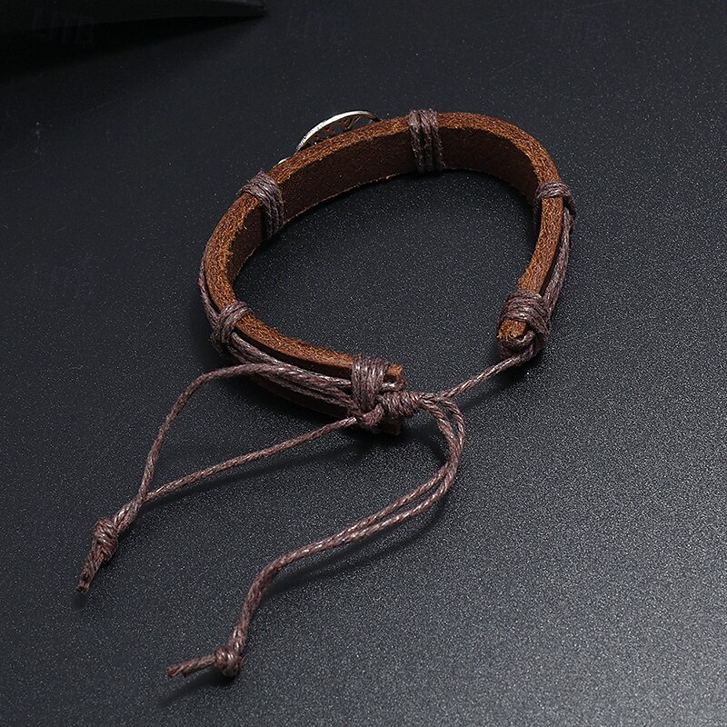 Women's Vintage Bracelet Loom Bracelet Plaited Wrap Tree of Life Fashion Classic Leather Bracelet Jewelry Black / Brown For Daily Holiday Date4