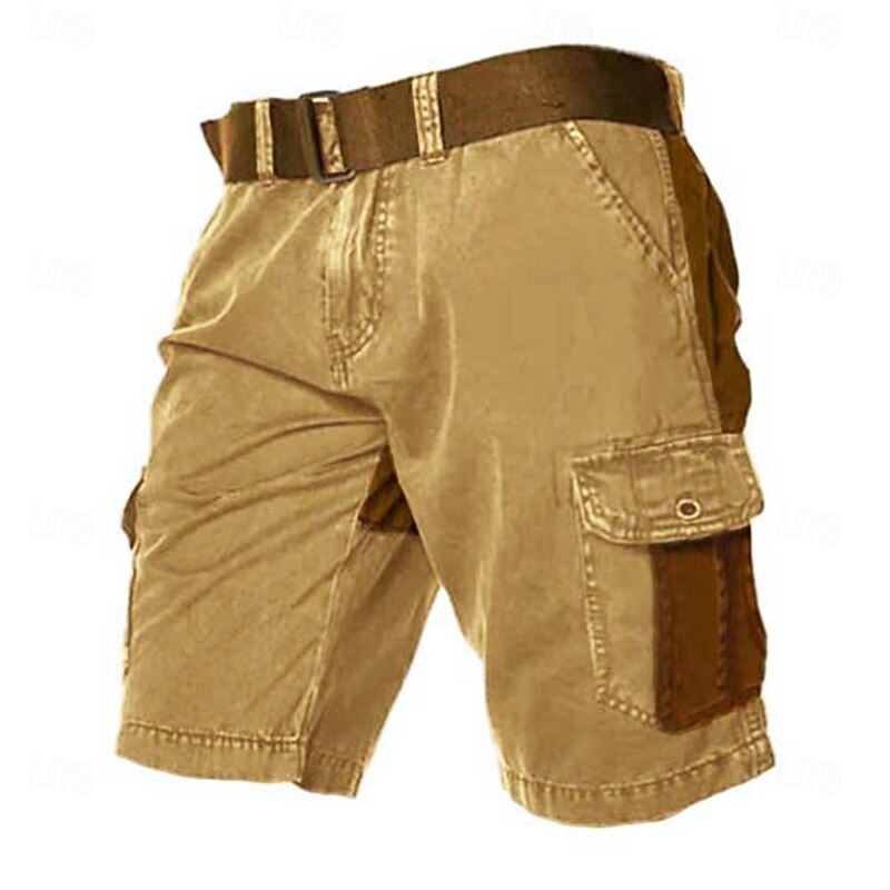 Men's Cargo Shorts Shorts Patchwork Multi Pocket Color Block Wearable Short Casual Daily Holiday Fashion Classic Black Green