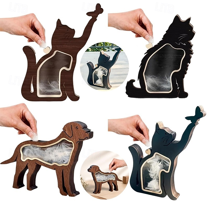 Wooden Pet Hair Memorial Case Cats Dogs Hair Memorial Keepsakes Display Box Suitable for Storing Dogs Cats-Fur, Teeth, Nails, Bone Ashes