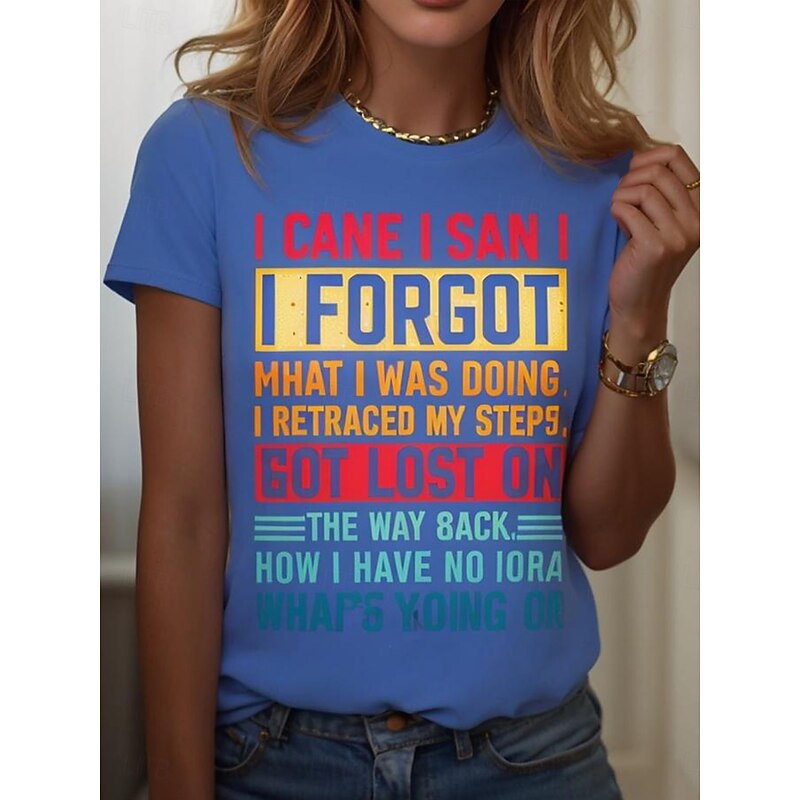 I Came I Saw I Forgot What I Was Doing Sarcastic Women's T Shirt Graphic Letter Vintage Stylish Classic Short Sleeve Crew Neck Round Neck Regular Tops Daily Weekend3