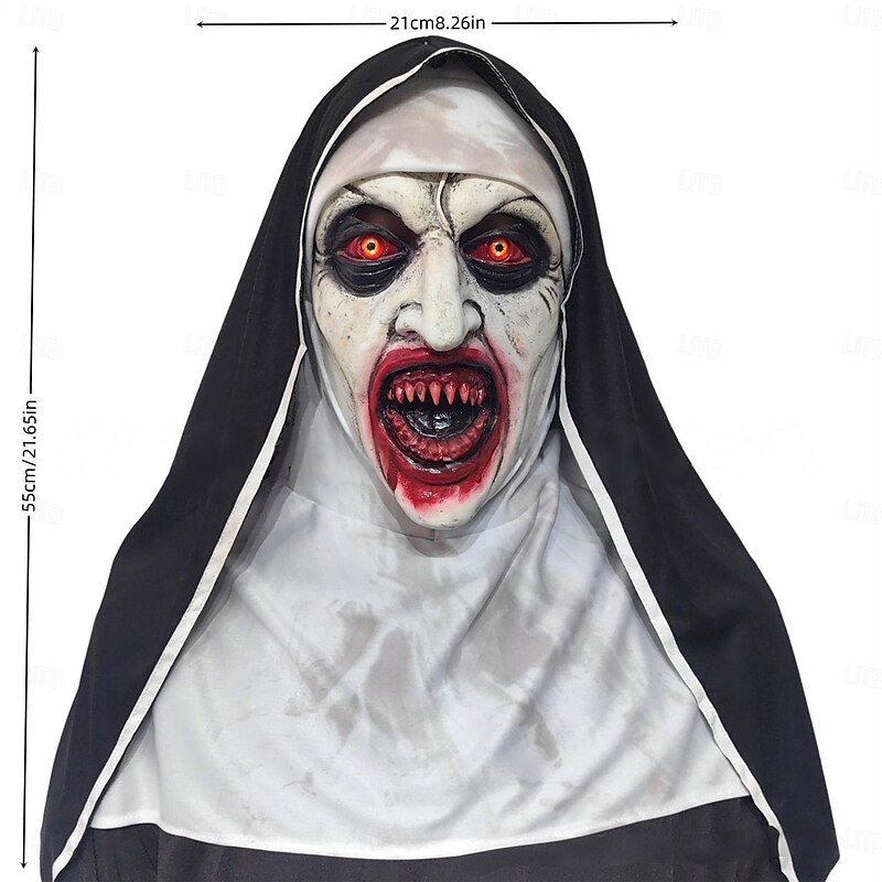 Valak Halloween Cosplay Costume Mask Full Head The Nun Horror Adults' Unisex Halloween Carnival Performance Party Easy Halloween Costumes Dress Up4