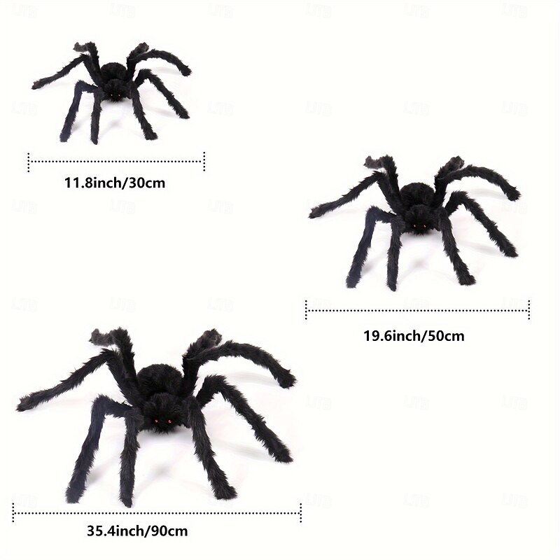 Halloween Outdoor Decorations Black Scary Giant Fake Hairy Spider Props for Yard Party Decor4