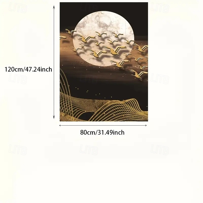 A Frameless Golden Goose And Moon Abstract Canvas Wall Art Modern Decorative Poster Suitable For Bedroom Living Room And Classroom Decoration2